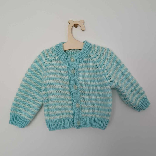 Turquoise Stripe Cardi - 3 - 6 M