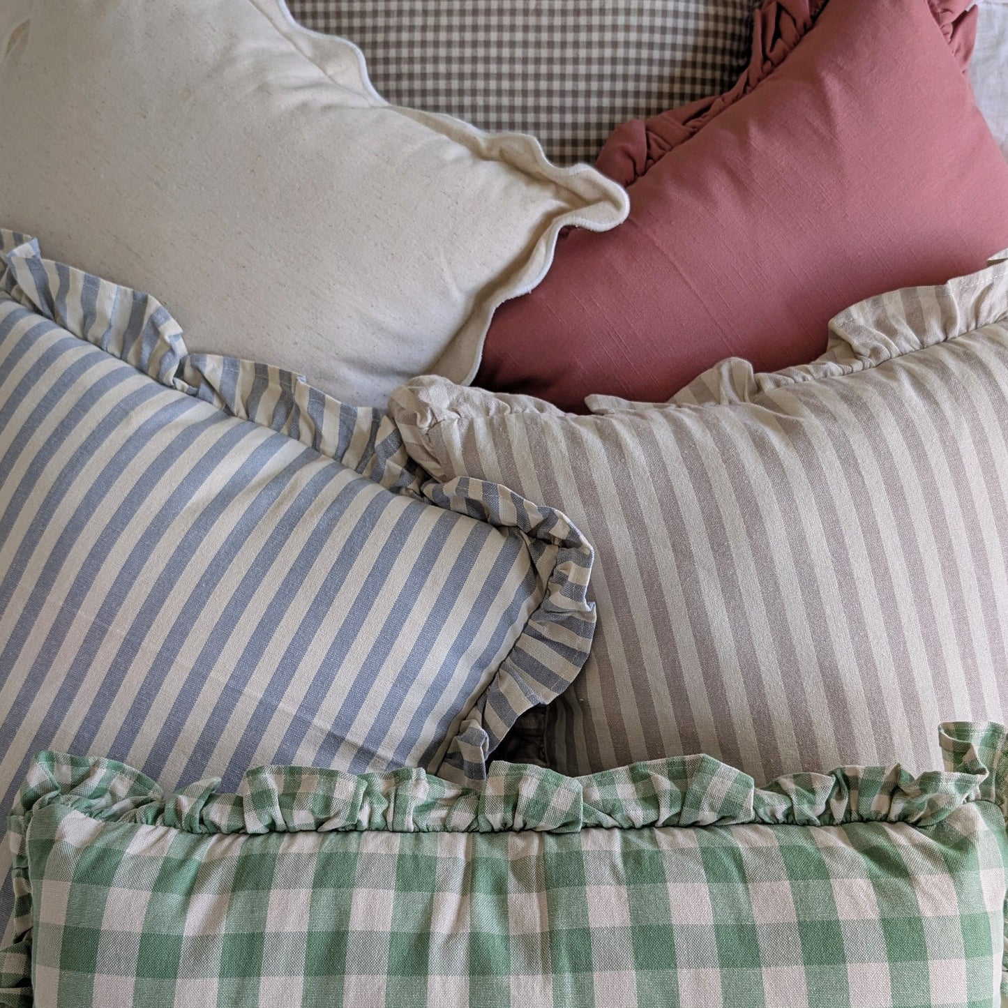 Green Gingham Cushion